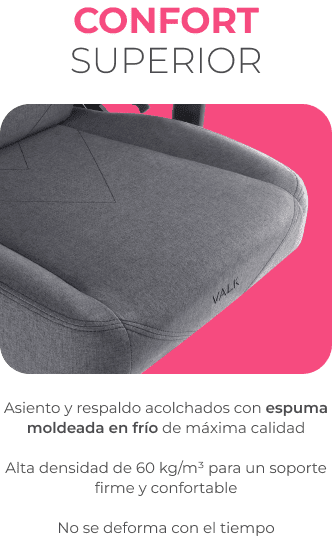 Asiento y respaldo con espuma moldeada en frío de alta densidad